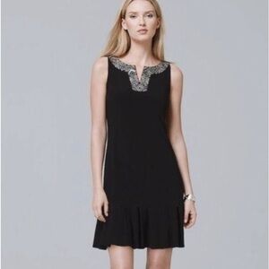 White House White Market Embellished Black Sleeveless Pleated Mini Dress Size S